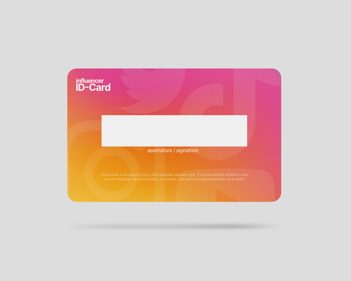 Cartão de identificação do influenciador